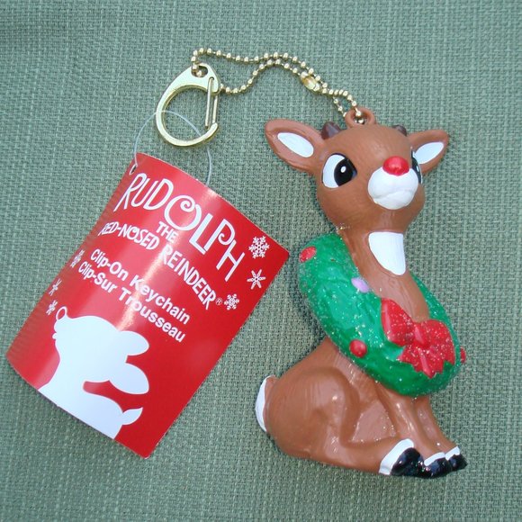 Rudolph the Red Nosed Reindeer Key Chain Christmas Ornament - Picture 7 of 7
